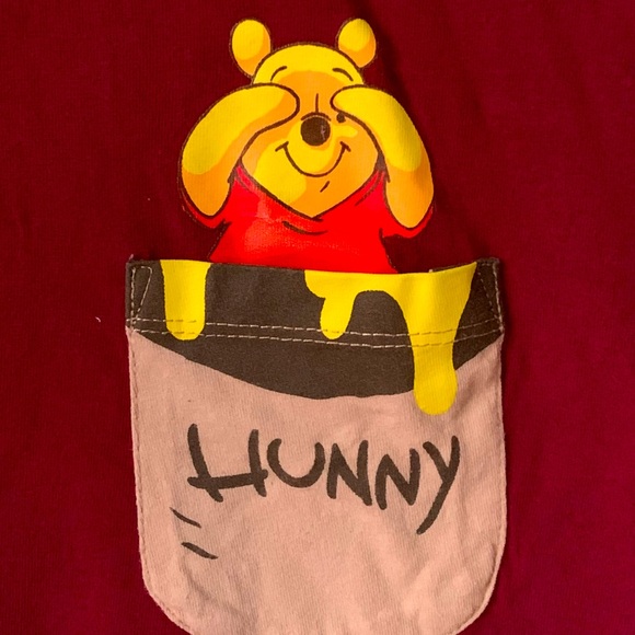 Disney Tops - Disney Pooh (Large) T-Shirt, Short Sleeve, Maroon either Pooh on pocket
